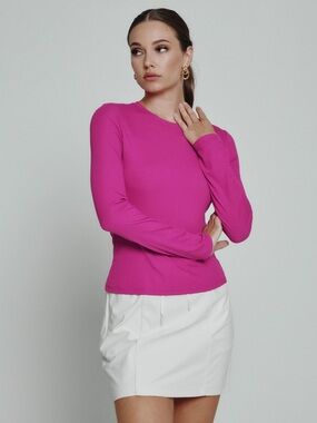 7 diamonds core ribbed long sleeve size S in pink